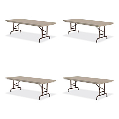 Correll Adjustable Folding Tables, Rectangular, 60" x 30" x 22" to 32", Mocha  Granite Top, Brown Legs, 4/Pallet (CRLRA3060244P)