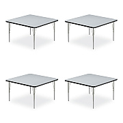 Correll Adjustable Activity Tables, Square, 48" x 48" x 19" to 29", Gray Top, Silver Legs, 4/Pallet (CRL4848TF15954P)