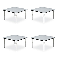 Correll Adjustable Activity Tables, Square, 48" x 48" x 19" to 29", Gray Top, Silver Legs, 4/Pallet (CRL4848TF15954P)