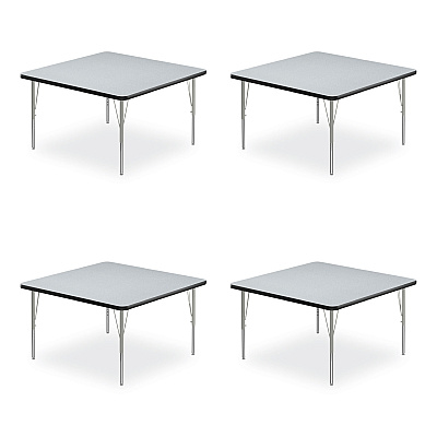Correll Adjustable Activity Tables, Square, 48" x 48" x 19" to 29", Gray Top, Silver Legs, 4/Pallet (CRL4848TF15954P)