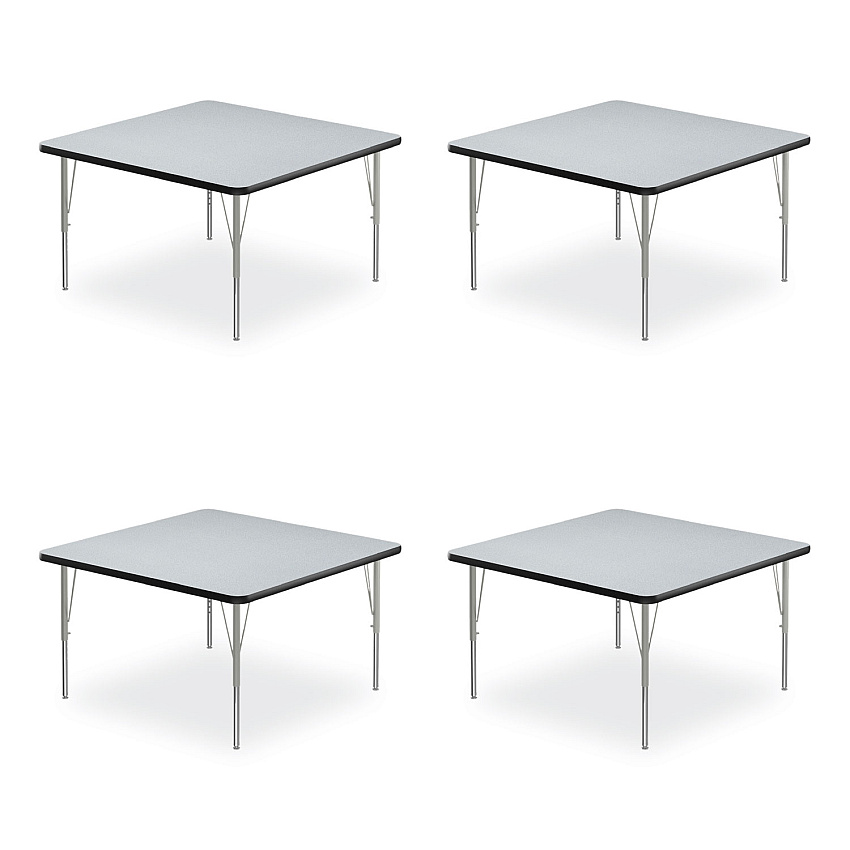 Correll Adjustable Activity Tables, Square, 48" x 48" x 19" to 29", Gray Top, Silver Legs, 4/Pallet (CRL4848TF15954P)