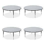 Correll Height Adjustable Activity Table, Round, 60" x 19" to 29", Gray Granite Top, Black Legs, 4/Pallet (CRL60TFRD1595K4)