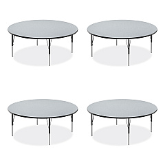 Correll Height Adjustable Activity Table, Round, 60" x 19" to 29", Gray Granite Top, Black Legs, 4/Pallet (CRL60TFRD1595K4)
