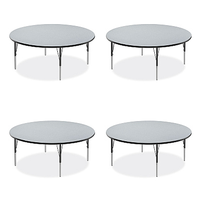 Correll Height Adjustable Activity Table, Round, 60" x 19" to 29", Gray Granite Top, Black Legs, 4/Pallet (CRL60TFRD1595K4)