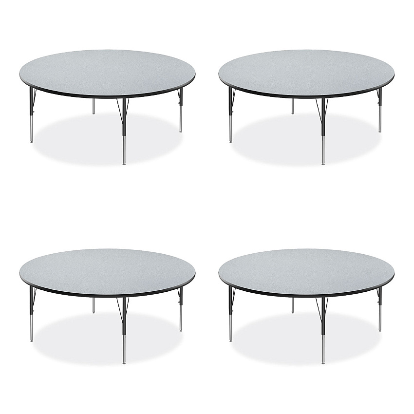 Correll Height Adjustable Activity Table, Round, 60" x 19" to 29", Gray Granite Top, Black Legs, 4/Pallet (CRL60TFRD1595K4)