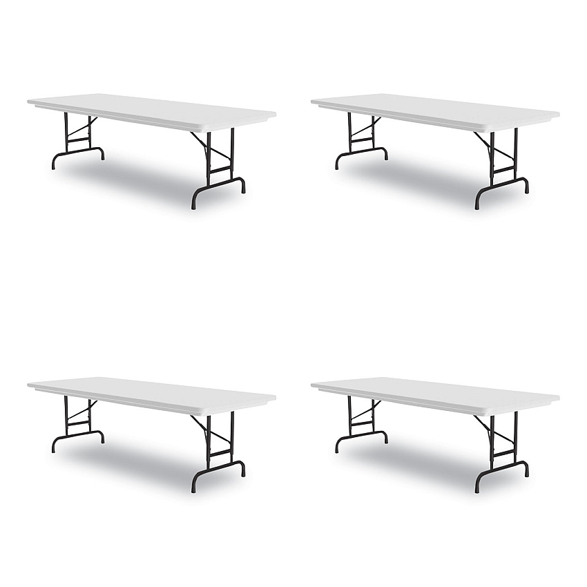 Correll Adjustable Folding Tables, Rectangular, 60" x 30" x 22" to 32", Gray Granite Top, Black Legs, 4/Pallet (CRLRA3060234P)