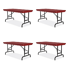 Correll Adjustable Folding Table, Rectangular, 48" x 24" x 22" to 32", Red Top, Black Legs, 4/Pallet (CRLRA2448254P)