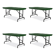 Correll Adjustable Folding Table, Rectangular, 48" x 24" x 22" to 32", Green Top, Black Legs, 4/Pallet (CRLRA2448294P)