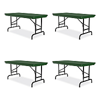 Correll Adjustable Folding Table, Rectangular, 48" x 24" x 22" to 32", Green Top, Black Legs, 4/Pallet (CRLRA2448294P)