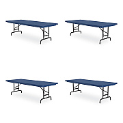 Correll Adjustable Folding Tables, Rectangular, 60" x 30" x 22" to 32", Blue Top, Black Legs, 4/Pallet (CRLRA3060274P)