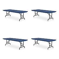 Correll Adjustable Folding Tables, Rectangular, 60" x 30" x 22" to 32", Blue Top, Black Legs, 4/Pallet (CRLRA3060274P)