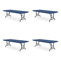 Correll Adjustable Folding Tables, Rectangular, 60" x 30" x 22" to 32", Blue Top, Black Legs, 4/Pallet (CRLRA3060274P)