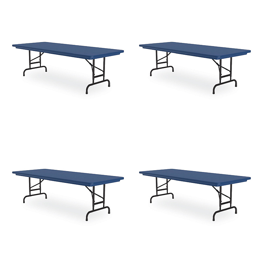 Correll Adjustable Folding Tables, Rectangular, 60" x 30" x 22" to 32", Blue Top, Black Legs, 4/Pallet (CRLRA3060274P)