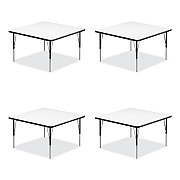 Correll Markerboard Activity Tables, Square, 48" x 48" x 19" to 29", White Top, Black Legs, 4/Pallet (CRL4848DE80954P)