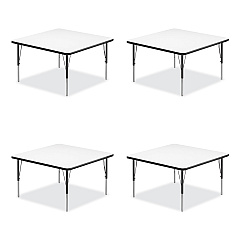Correll Markerboard Activity Tables, Square, 48" x 48" x 19" to 29", White Top, Black Legs, 4/Pallet (CRL4848DE80954P)