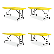 Correll Adjustable Folding Table, Rectangular, 48" x 24" x 22" to 32", Yellow Top, Black Legs, 4/Pallet (CRLRA2448284P)
