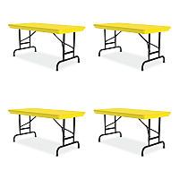 Correll Adjustable Folding Table, Rectangular, 48" x 24" x 22" to 32", Yellow Top, Black Legs, 4/Pallet (CRLRA2448284P)