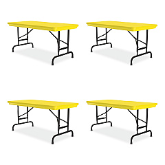 Correll Adjustable Folding Table, Rectangular, 48" x 24" x 22" to 32", Yellow Top, Black Legs, 4/Pallet (CRLRA2448284P)
