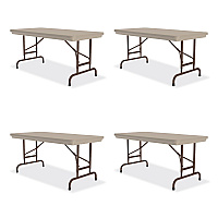 Correll Adjustable Folding Table, Rectangular, 48" x 24" x 22" to 32", Mocha Granite Top, Brown Legs, /Pallet (CRLRA2448244P)