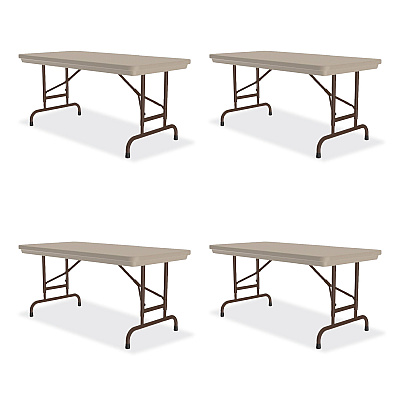 Correll Adjustable Folding Table, Rectangular, 48" x 24" x 22" to 32", Mocha Granite Top, Brown Legs, /Pallet (CRLRA2448244P)