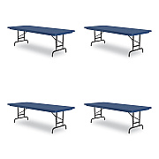 Correll Adjustable Folding Tables, Rectangular, 72" x 30" x 22" to 32", Blue Top, Black Legs, 4/Pallet (CRLRA3072274P)