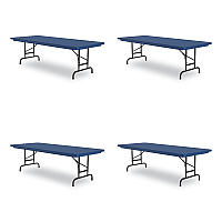 Correll Adjustable Folding Tables, Rectangular, 72" x 30" x 22" to 32", Blue Top, Black Legs, 4/Pallet (CRLRA3072274P)