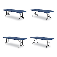 Correll Adjustable Folding Tables, Rectangular, 72" x 30" x 22" to 32", Blue Top, Black Legs, 4/Pallet (CRLRA3072274P)