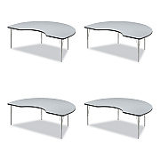 Correll Adjustable Activity Tables, Kidney Shaped, 72" x 48" x 19" to 29", Gray Top, Black Legs, 4/Pallet (CRL4872TF1595K4)