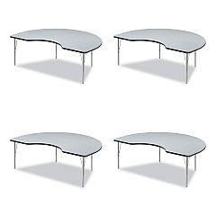 Correll Adjustable Activity Tables, Kidney Shaped, 72" x 48" x 19" to 29", Gray Top, Black Legs, 4/Pallet (CRL4872TF1595K4)