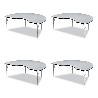 Correll Adjustable Activity Tables, Kidney Shaped, 72" x 48" x 19" to 29", Gray Top, Black Legs, 4/Pallet (CRL4872TF1595K4)
