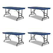 Correll Adjustable Folding Table, Rectangular, 48" x 24" x 22" to 32", Blue Top, Black Legs, 4/Pallet (CRLRA2448274P)