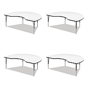 Correll Markerboard Activity Table, Kidney Shape, 72" x 48" x 19" to 29", White Top, Black Legs, 4/Pallet (CRL4872DE80954P)