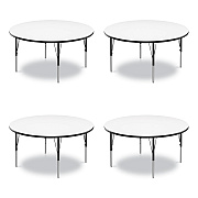 Correll Dry Erase Markerboard Activity Tables, Round, 42" x 19" to 29", White Top, Black Legs, 4/Pallet (CRL42DERD80954P)