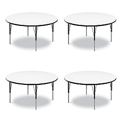 Correll Dry Erase Markerboard Activity Tables, Round, 42" x 19" to 29", White Top, Black Legs, 4/Pallet (CRL42DERD80954P)