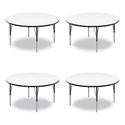 Correll Dry Erase Markerboard Activity Tables, Round, 42" x 19" to 29", White Top, Black Legs, 4/Pallet (CRL42DERD80954P)