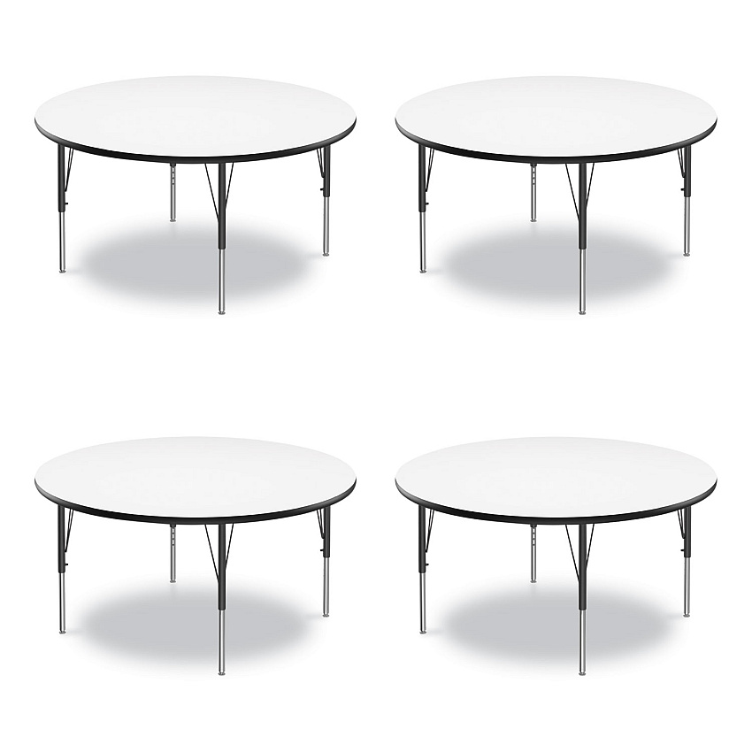 Correll Dry Erase Markerboard Activity Tables, Round, 42" x 19" to 29", White Top, Black Legs, 4/Pallet (CRL42DERD80954P)