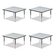 Correll Adjustable Activity Tables, Square, 48" x 48" x 19" to 29", Gray Top, Black Legs, 4/Pallet (CRL4848TF1595K4)
