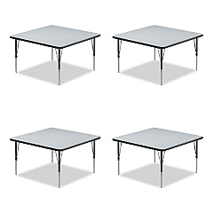 Correll Adjustable Activity Tables, Square, 48" x 48" x 19" to 29", Gray Top, Black Legs, 4/Pallet (CRL4848TF1595K4)
