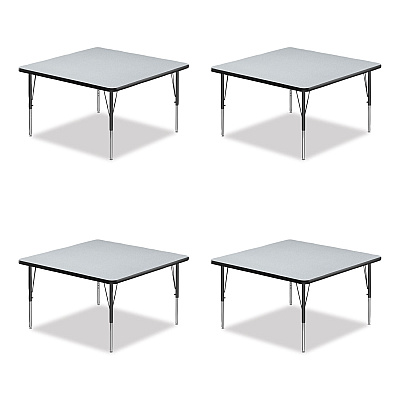 Correll Adjustable Activity Tables, Square, 48" x 48" x 19" to 29", Gray Top, Black Legs, 4/Pallet (CRL4848TF1595K4)