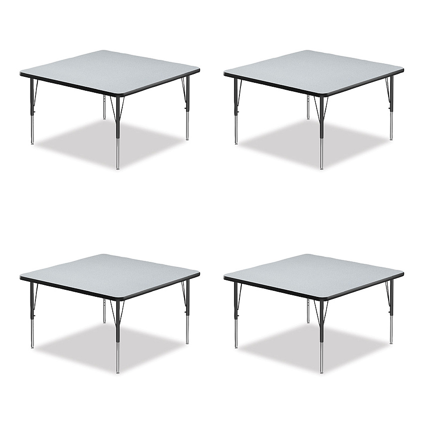 Correll Adjustable Activity Tables, Square, 48" x 48" x 19" to 29", Gray Top, Black Legs, 4/Pallet (CRL4848TF1595K4)