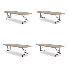 Correll Adjustable Folding Tables, Rectangular, 72" x 30" x 22" to 32", Mocha Granite Top, Brown Legs, 4/Pallet (CRLRA3072244P)