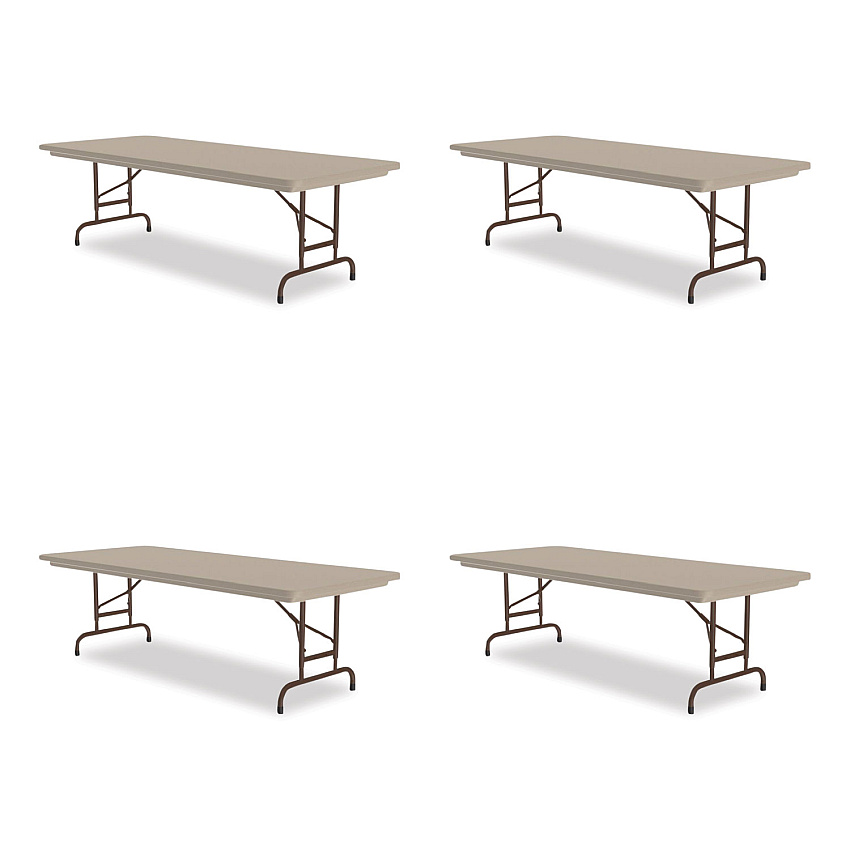 Correll Adjustable Folding Tables, Rectangular, 72" x 30" x 22" to 32", Mocha Granite Top, Brown Legs, 4/Pallet (CRLRA3072244P)