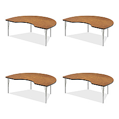 Correll Adjustable Activity Table, Kidney Shape, 72" x 48" x 19" to 29", Medium Oak Top, Gray Legs, 4/Pallet (CRL4872TF06954P)