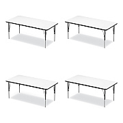 Correll Markerboard Activity Tables, Rectangular, 60" x 30" x 19" to 29", White Top, Black Legs, 4/Pallet (CRL3060DE80954P)