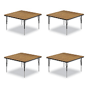Correll Adjustable Activity Tables, Square, 48" x 48" x 19" to 29", Medium Oak Top, Black Legs, 4/Pallet (CRL4848TF0695K4)