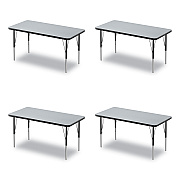 Correll Adjustable Activity Table, Rectangular, 48" x 24" x 19" to 29", Granite Top, Black Legs, 4/Pallet (CRL2448TF1595K4)