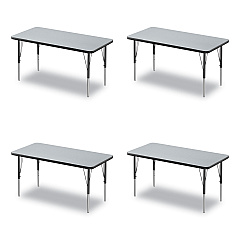 Correll Adjustable Activity Table, Rectangular, 48" x 24" x 19" to 29", Granite Top, Black Legs, 4/Pallet (CRL2448TF1595K4)