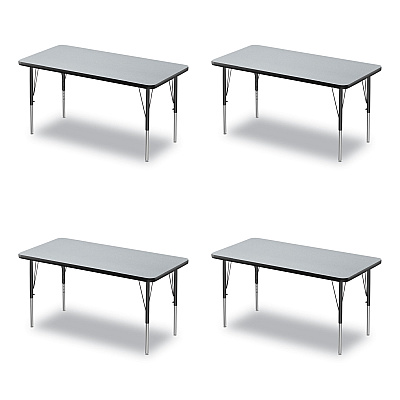 Correll Adjustable Activity Table, Rectangular, 48" x 24" x 19" to 29", Granite Top, Black Legs, 4/Pallet (CRL2448TF1595K4)
