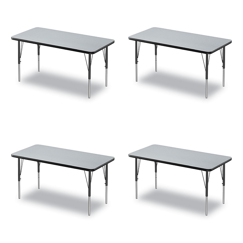 Correll Adjustable Activity Table, Rectangular, 48" x 24" x 19" to 29", Granite Top, Black Legs, 4/Pallet (CRL2448TF1595K4)