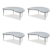 Correll Adjustable Activity Tables, Kidney Shaped, 72" x 48" x 19" to 29", Gray Top, Gray Legs, 4/Pallet (CRL4872TF15954P)